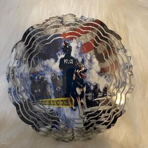 Police Themed Metal Wall Art wind chime double sided design